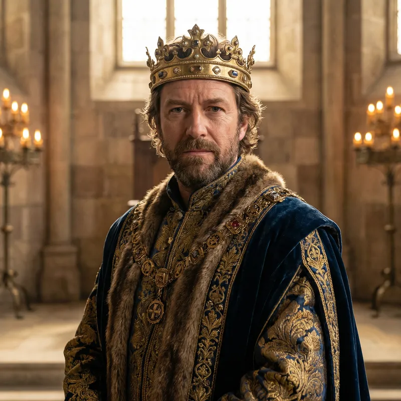 Man with Crown on Head | Majestic Portrait Image