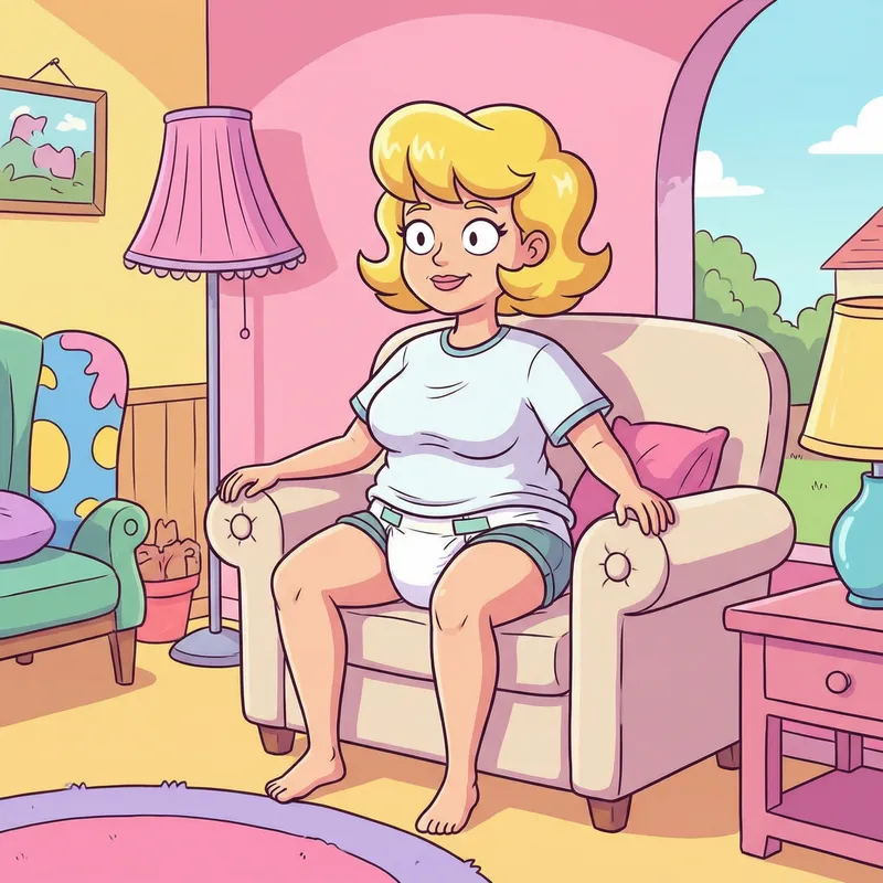 Stylized Cartoon Blonde in Diaper