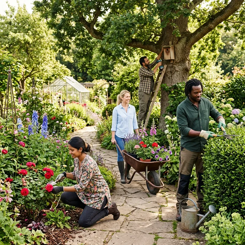 People Working in a Beautiful Garden