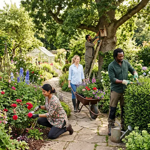 People Working in a Beautiful Garden