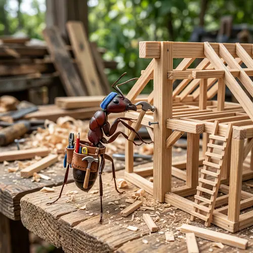 Ant Carpenter Building with Wood | Creative Insect Art