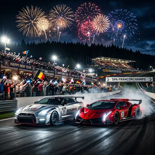 New Year's Midnight Race: Nissan GTR R35 Nismo vs. Lamborghini Veneno