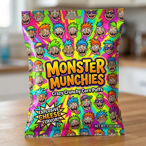 Colorful and Playful Snack Pack with Wild Animated Heads