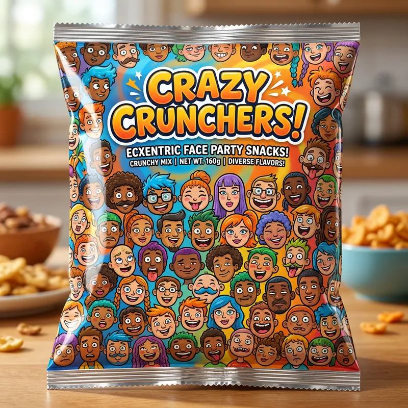 Colorful Snack Pack with Small Crazy Animated Faces