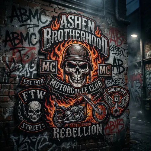 Ashen Brotherhood Motorcycle Club Flash Patches