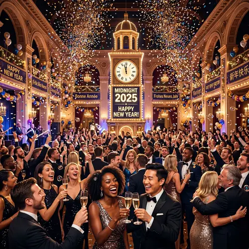 Vibrant New Year's Celebration with Multicultural Festivities