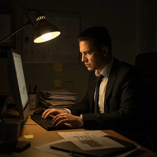 Businessman Working Hard at Desk - Black Suit Style