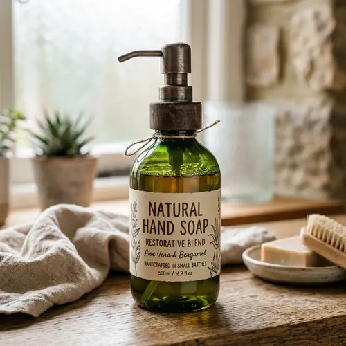 Green PET Bottle with Rustic Dispenser