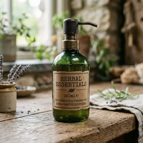 250ml Eco-Friendly Green PET Bottle with Rustic Dispenser