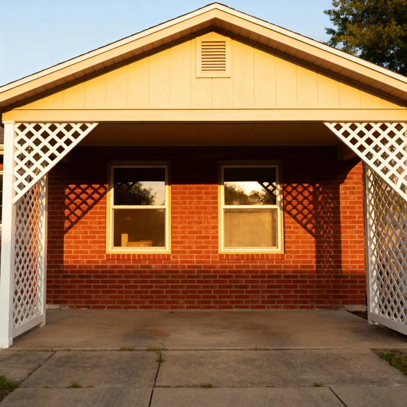 Elegant White Lattice Carport for Ranch Homes