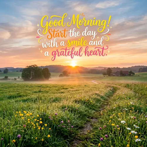 Cheerful Sunrise Over a Green Meadow