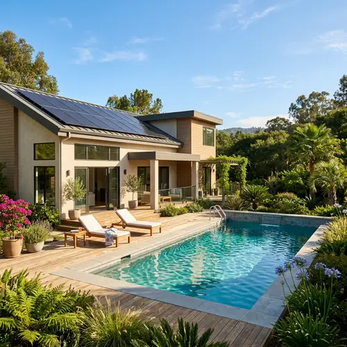 Modern House with Swimming Pool and Solar Panels