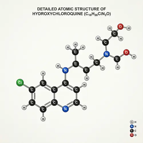 Detailed Hydroxychloroquine Molecule Illustration