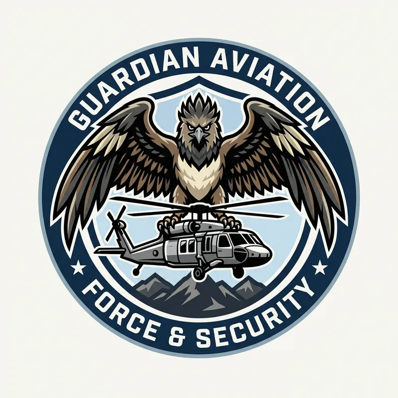 Circular Logo with Harpy Eagle & Helicopter Vector Circular Logo with Harpy Eagle & Helicopter Vector