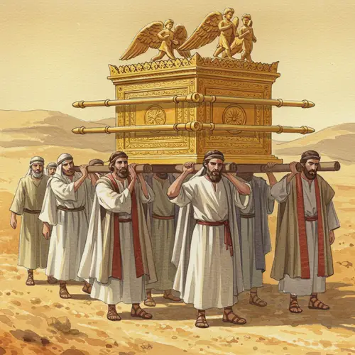 Priests Transporting the Ark of the Covenant in Watercolor