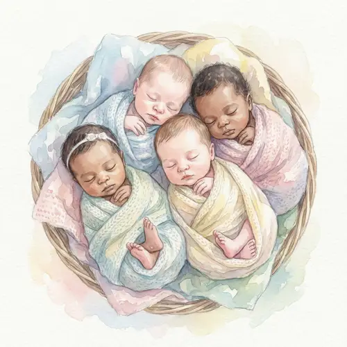 Newborn Babies Watercolor Illustration | Serene Infant Slumber
