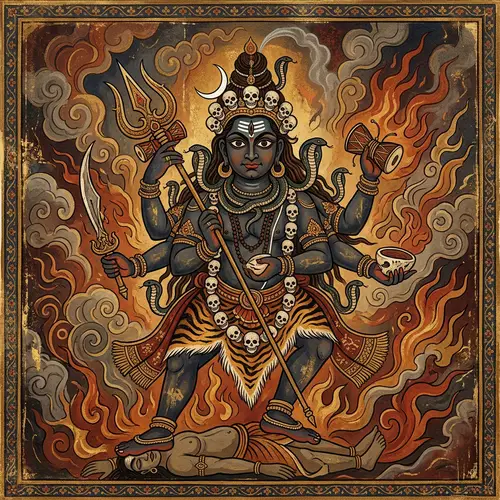 Mahakal: Divine Cosmic Entity Depiction in Traditional Indian Art