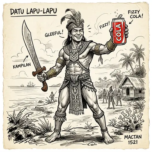 Happy Lapu-Lapu Sketch: Warrior with Cola
