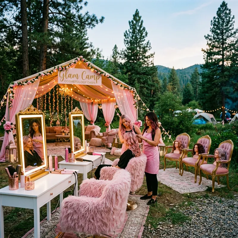 Luxurious Pink Cosmetology Campsite Experience Luxurious Pink Cosmetology Campsite Experience