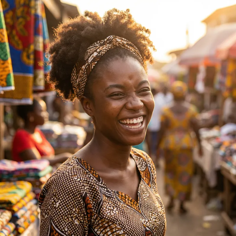 Glowing African Girl with Joyful Smile Glowing African Girl with Joyful Smile
