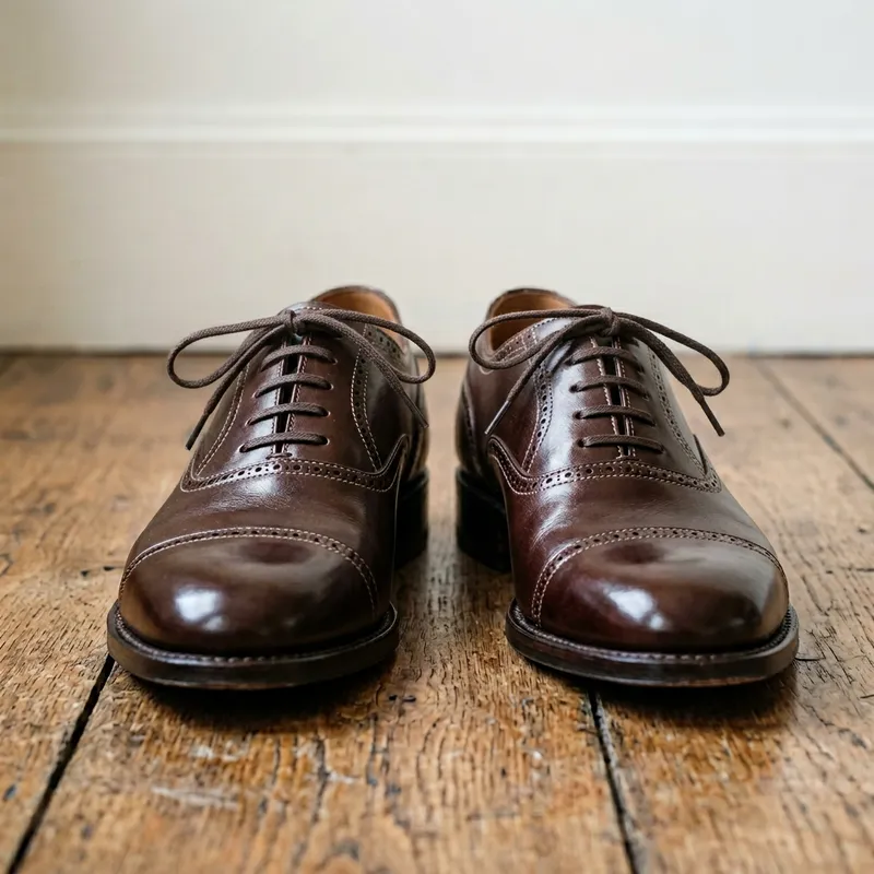 Stitched Shoes with Glossy Finish