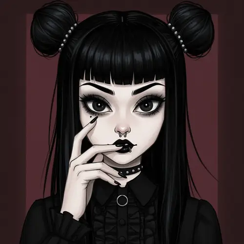 Gothic Animation Art of a Dark-haired Girl