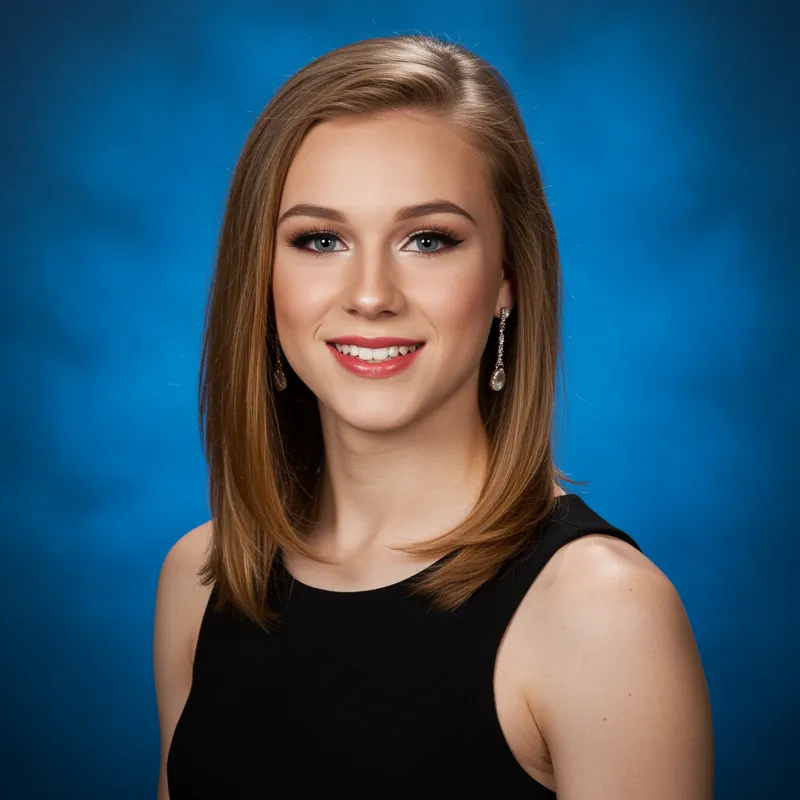 Elegant Senior Portrait on Blue Background