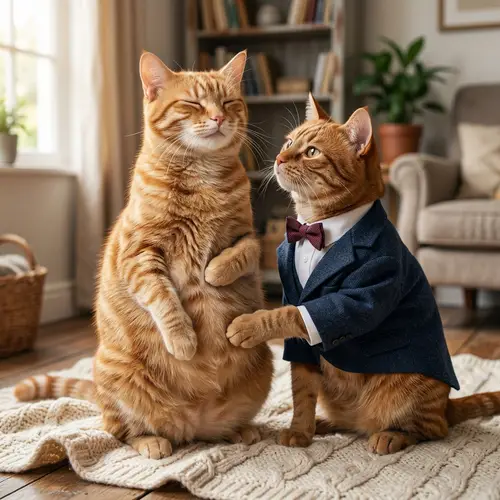 Adorable Red Cat Pregnancy Display: Hyperrealism Image