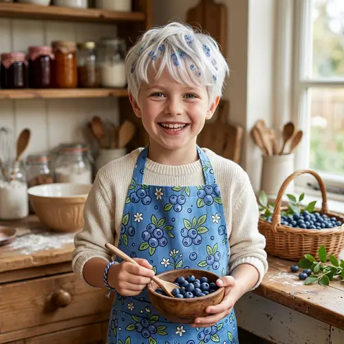 Blueberry Motif Boy with White Hair Profile