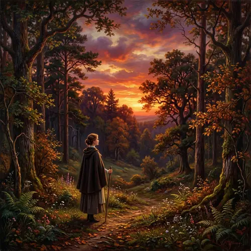 Enchanting Forest Clearing at Dusk - Nature-Inspired Artwork