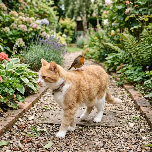 Cute Bird on Cat's Back: A Unique Friendship