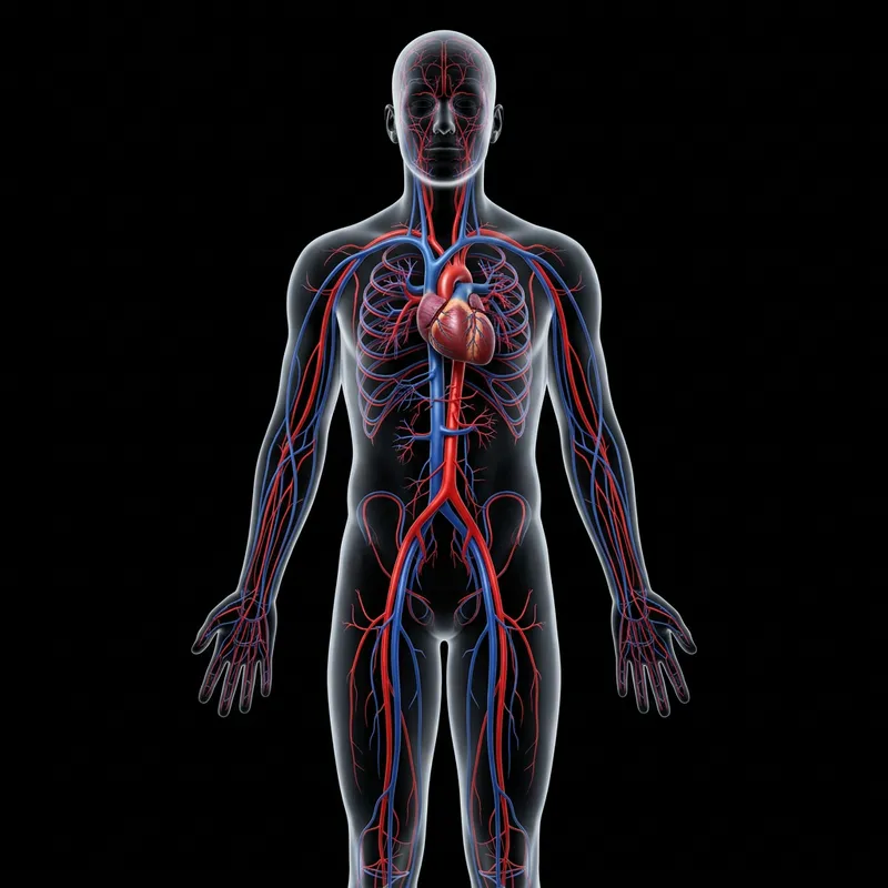 Human Body with Heart and Blood Vessels