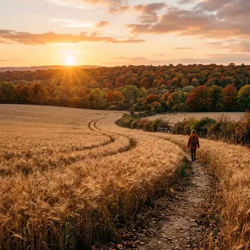 Autumn Landscape: Rustling Wheat Field with Colorful Forest