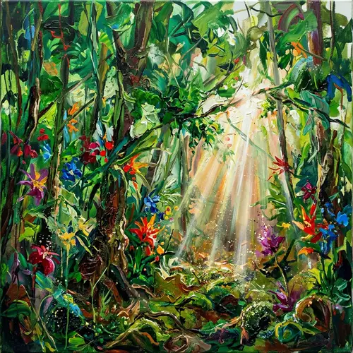 Vibrant Rainforest Abstract Art