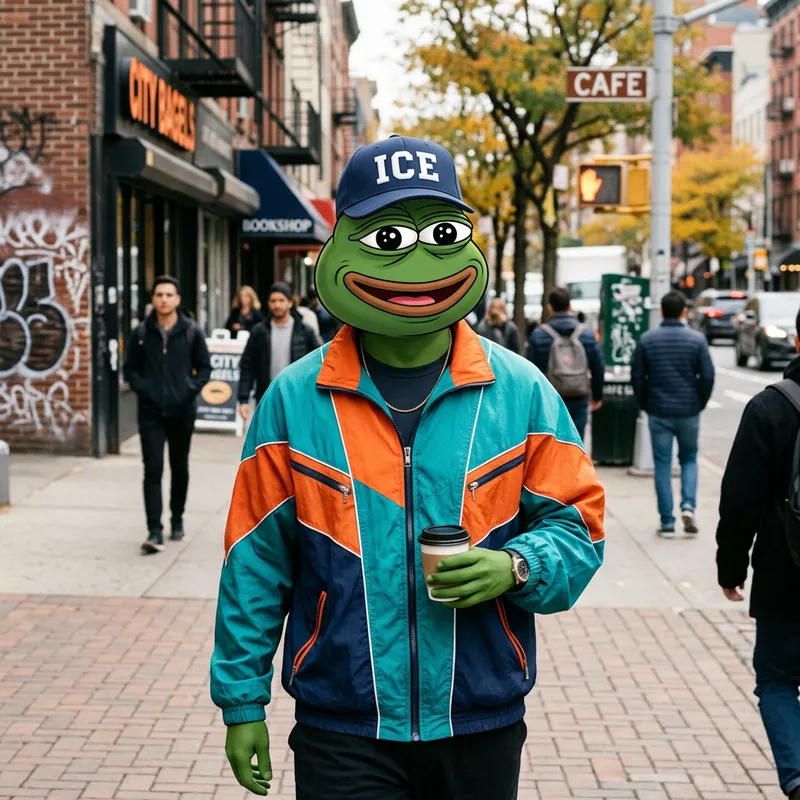 Ice Pepe Meme in Windbreaker and Hat Ice Pepe Meme in Windbreaker and Hat