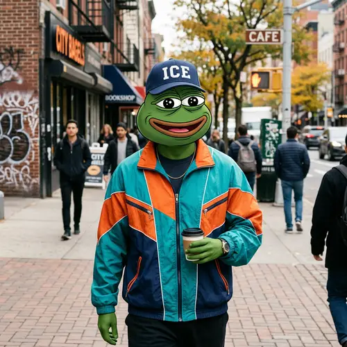 Ice Pepe Meme in Windbreaker and Hat