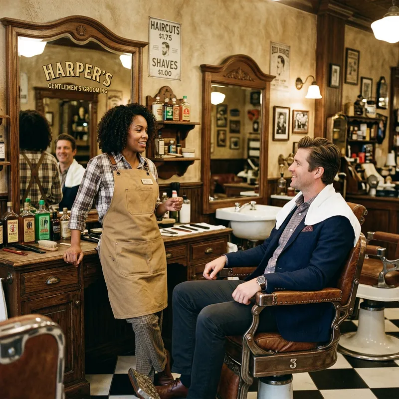 Retro Barber Salon Featuring Vintage Vibes
