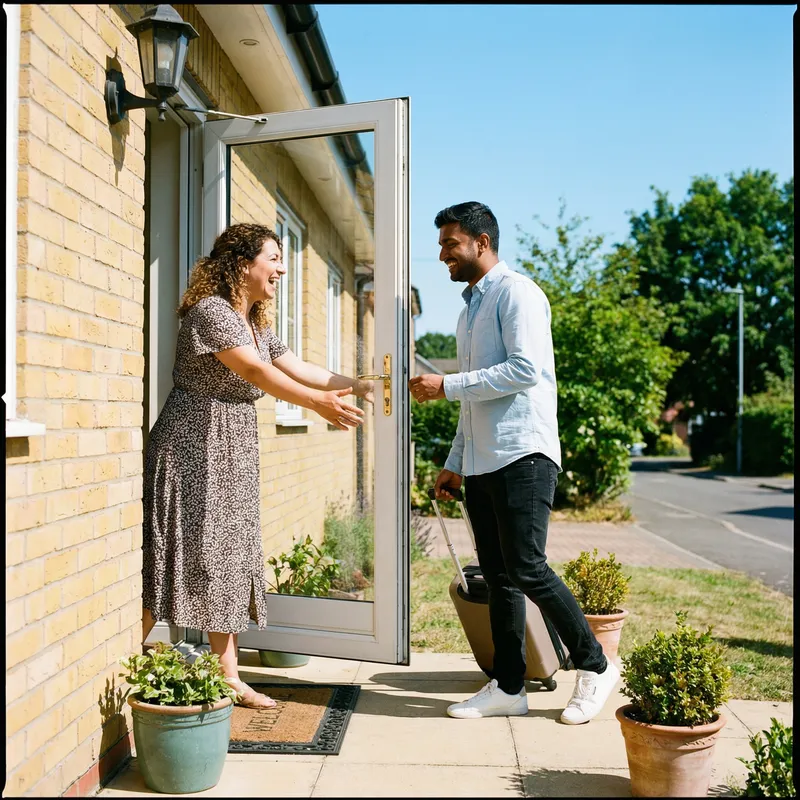 Joyful Encounter of Middle-Eastern Woman and South Asian Man Joyful Encounter of Middle-Eastern Woman and South Asian Man