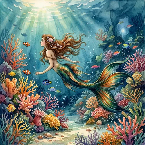 Surreal Underwater Spectacle: Enchanting Mermaid Fantasy