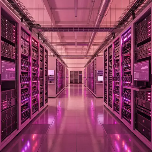 Expansive Server Room with Modern Mining Setup