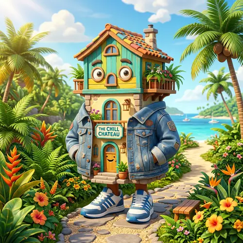 Whimsical Anthropomorphic Building 3D Illustration