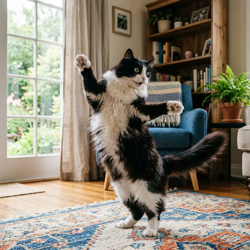 Playful Cat Dancing: A Fun Scene Unleashed Playful Cat Dancing: A Fun Scene Unleashed