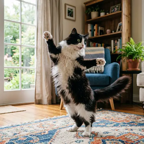 Playful Cat Dancing: A Fun Scene Unleashed