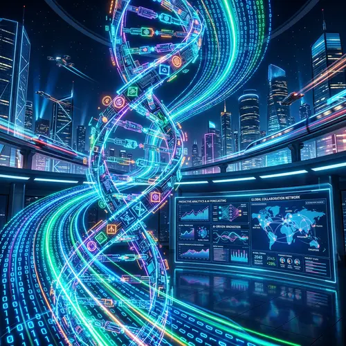 Futuristic Corporation DNA in Neon Lights