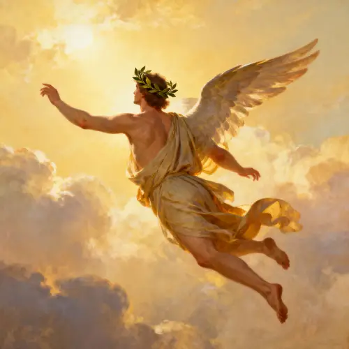 Greek God Soaring Skyward: A Mythical Perspective
