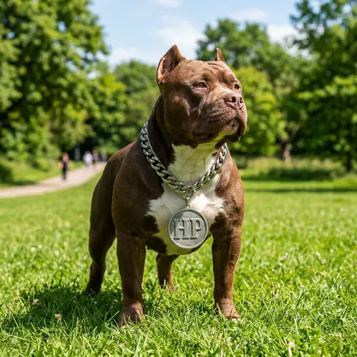 Stunning American Bully Dog with HP Chain