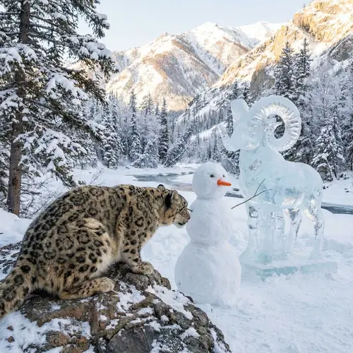 Snow Leopard in Winter Wonderland: A Unique Encounter
