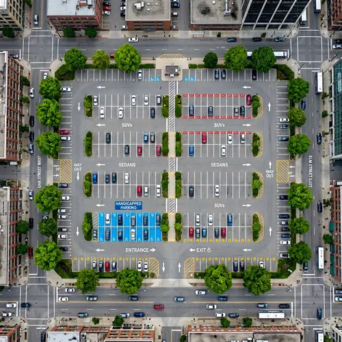 Detailed Overview of an Urban Parking Lot Design
