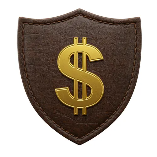 Leather Shield Patch for Caps with Dollar Sign