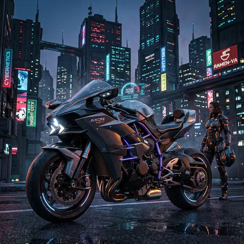 Cyberpunk H2 Kawasaki Race Motorcycle: Speed Redefined